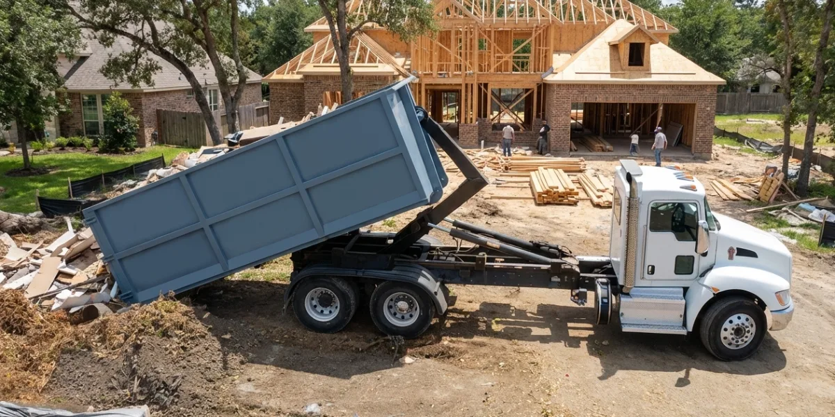 Roll-off dumpster delivery in Concrete Disposal Dumpster in Houston, TX — new home construction