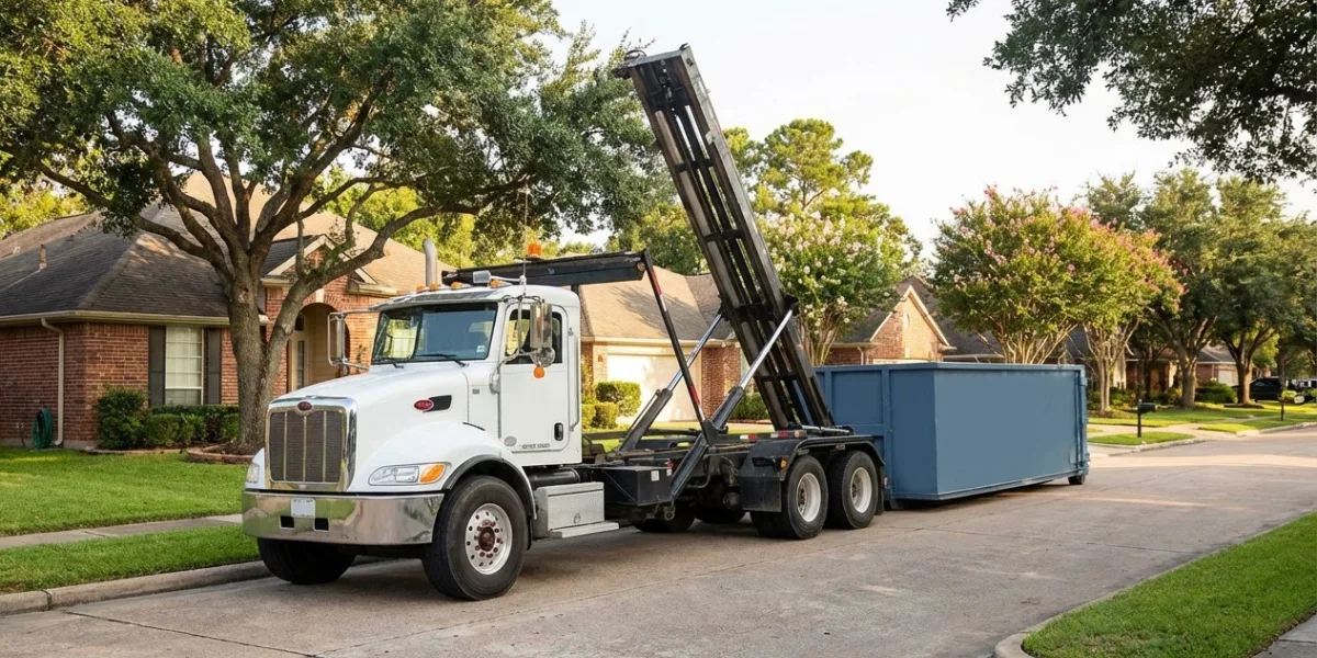 Roll-off dumpster delivery in Downtown Houston, TX — neighborhood delivery